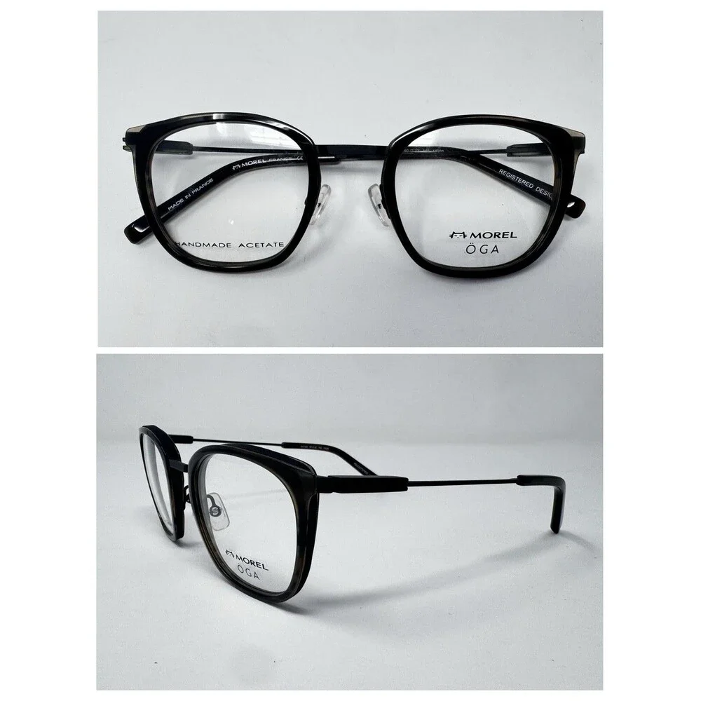 Morel OGA 10172O 50-22-145 Handmade Acetate Eyeglass Frames Black Gray France